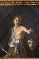 David holding Goliath's head (self portrait) (Caravaggio, 17th AD)